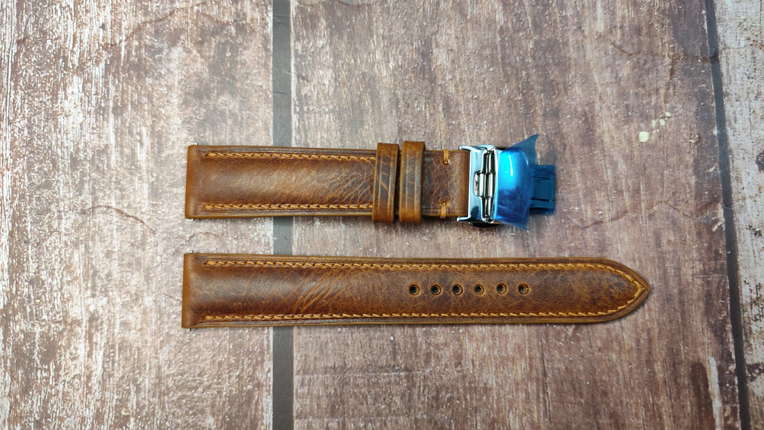 Badalassi Wax Leather Watch Strap - Cognac For Seiko SPB121 Alpinist