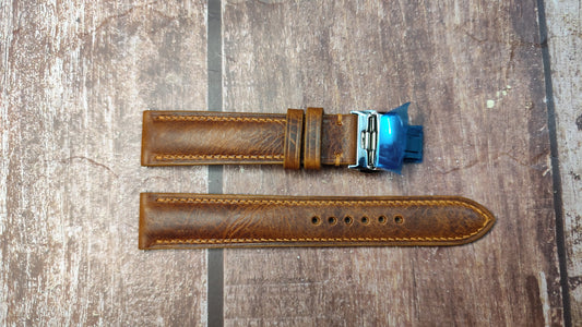Badalassi Wax Leather Watch Strap - Cognac For Seiko SPB121 Alpinist