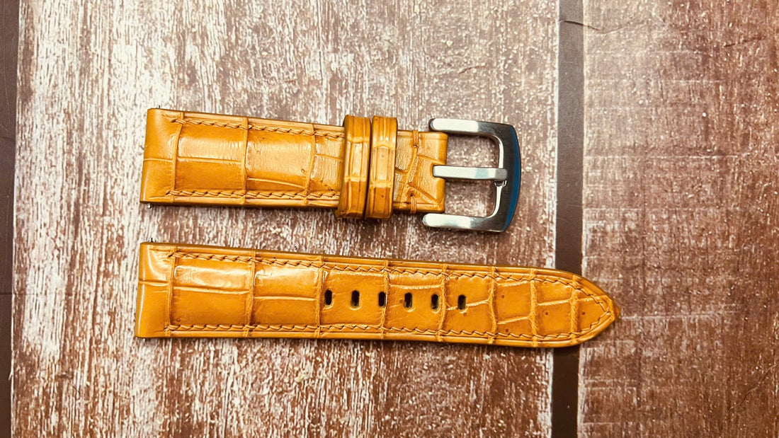 Crocodile Leather Watch Strap - Light Brown For Seiko Sne529