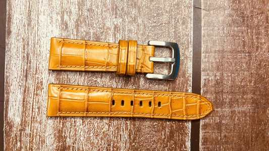 Crocodile Leather Watch Strap - Light Brown For Seiko Sne529