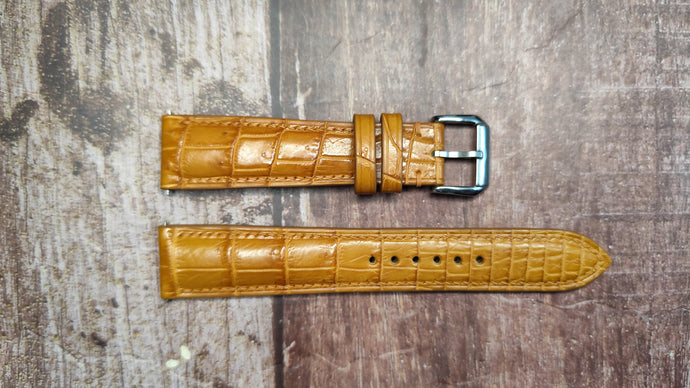 Crocodile Leather Watch Strap - Light Brown For Citizen Classic 21mm strap