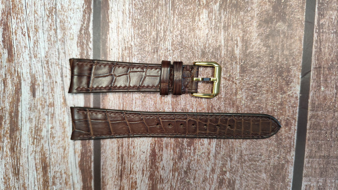 Crocodile Leather Watch Strap - Brown For Hamilton Intramatic