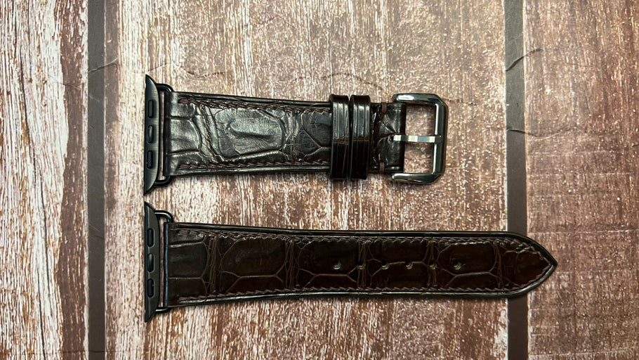 Crocodile Leather Watch Strap - Brown