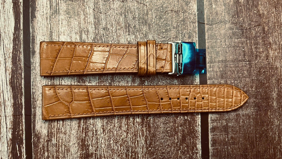 Crocodile Leather Watch Strap - Light Brown For Zenith Pilot Type 20 Extra Special