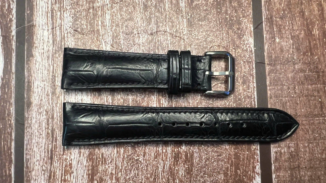 Crocodile Leather Watch Strap - Black For Tissot Chemin Des Tourelles