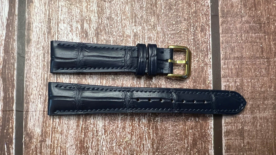 Crocodile Leather Watch Strap - Dark Blue