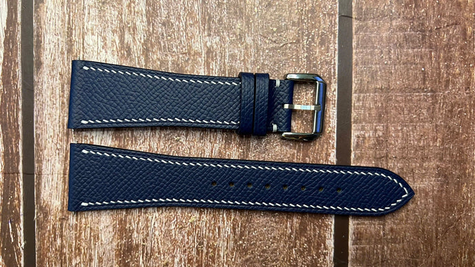 Epsom Leather Watch Strap - Navy For Sorna