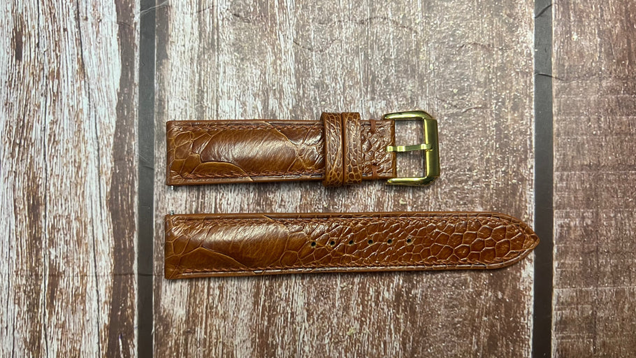 Ostrich Leg Leather Watch Strap - Rooibos Tea