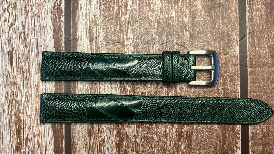 Ostrich Leg Leather Watch Strap - Green