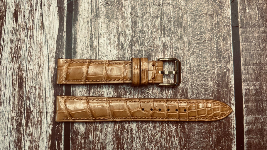 Crocodile Leather Watch Strap - Light Brown