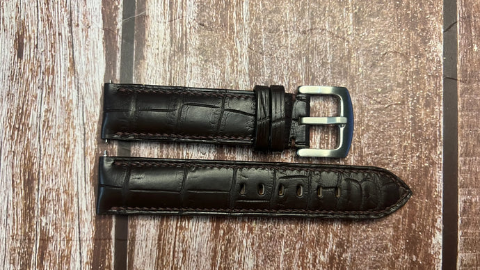 Crocodile Leather Watch Strap - Brown For Hamilton