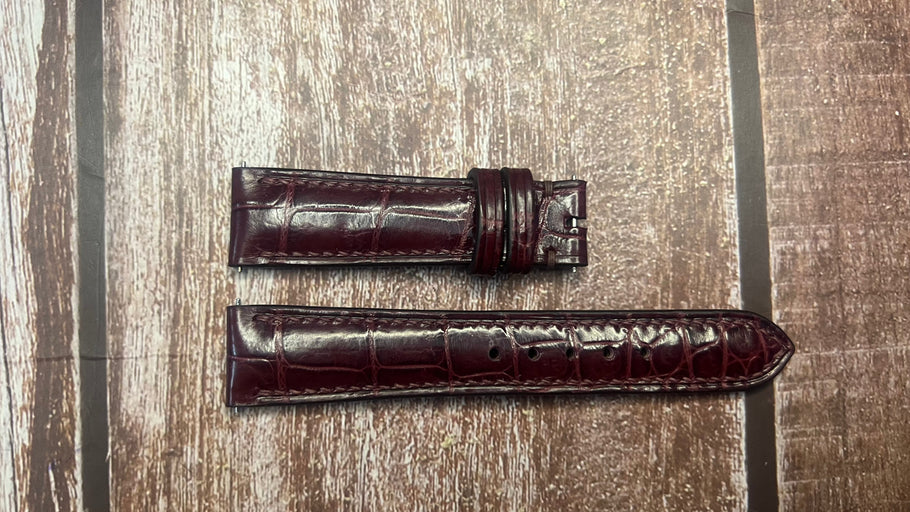 Crocodile Leather Watch Strap - Burgundy For Zenith