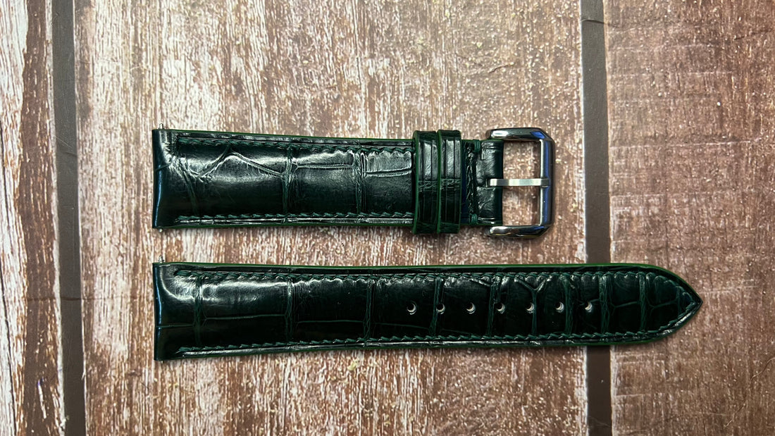 Crocodile Leather Watch Strap - Dark Green For patek 5905/1A-001