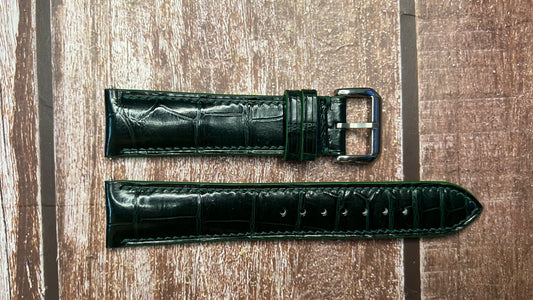 Crocodile Leather Watch Strap - Dark Green For patek 5905/1A-001