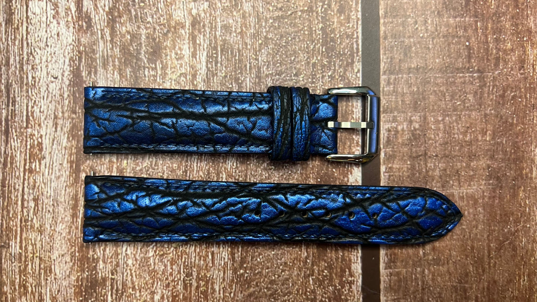 Shark Skin Watch Strap - Blue For Grand Seiko sbgn029