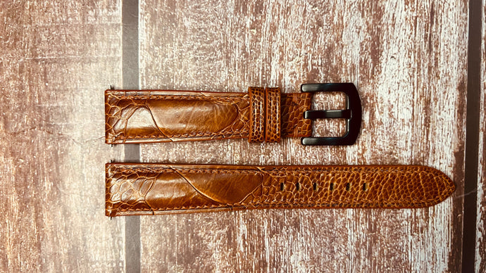 Ostrich Leg Leather Watch Strap - Rooibos Tea