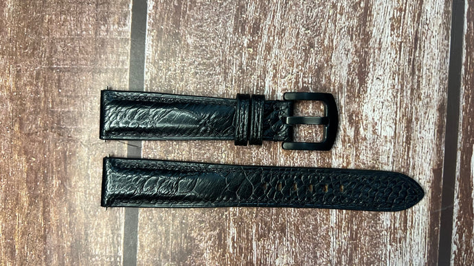 Ostrich Leg Leather Watch Strap - Black