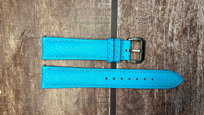 Karung Snake Skin Watch Strap - Tiffany Blue For Timex Gents 1983 E-Line Reissue Automatic 34mm Watch TW2Y07300
