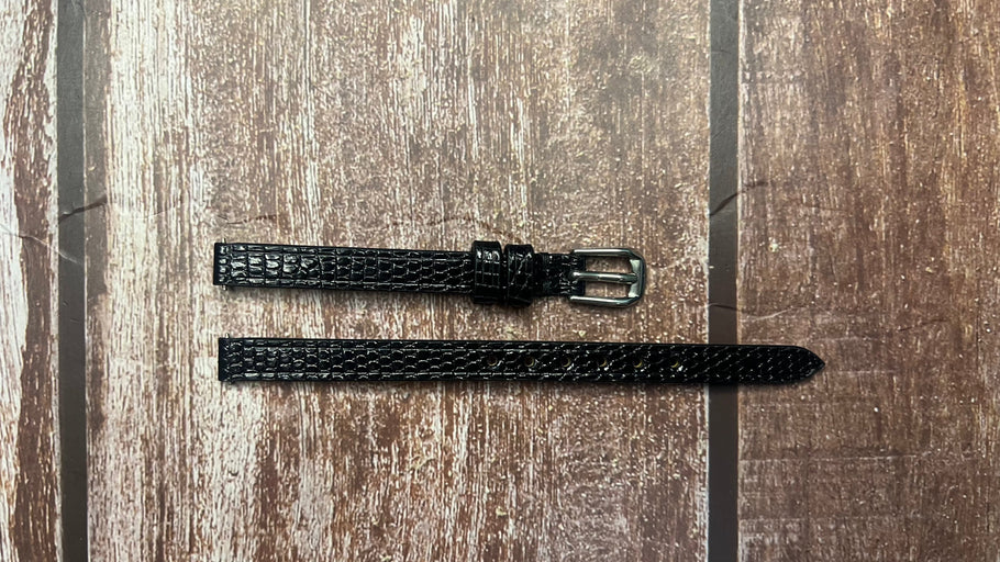 Lizard Leather Watch Strap - Black