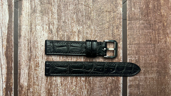 Crocodile Leather Watch Strap - Black