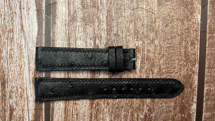 Ostrich Leather Watch Strap - Black For Piaget tradition