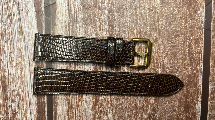 Lizard Leather Watch Strap - Dark Brown