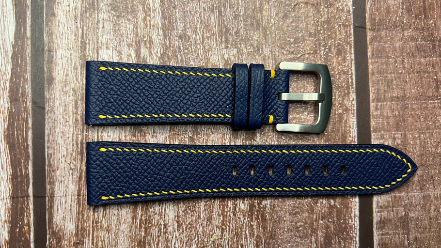 Epsom Leather Watch Strap - Navy For Citizen Blue Angels World Chronograph A-T