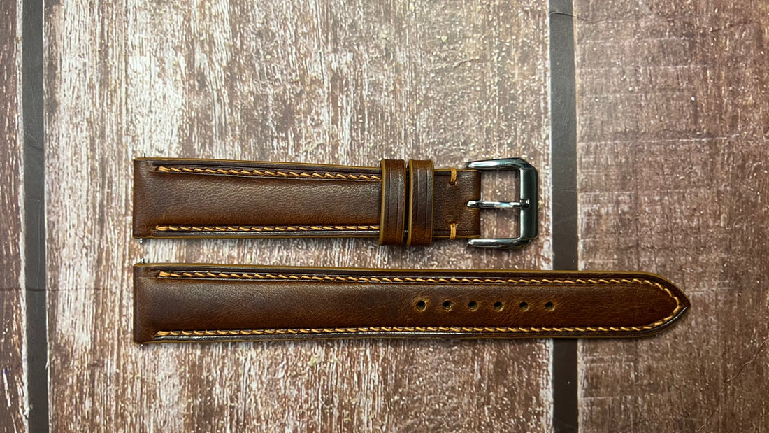 Badalassi Wax Leather Watch Strap - Cognac