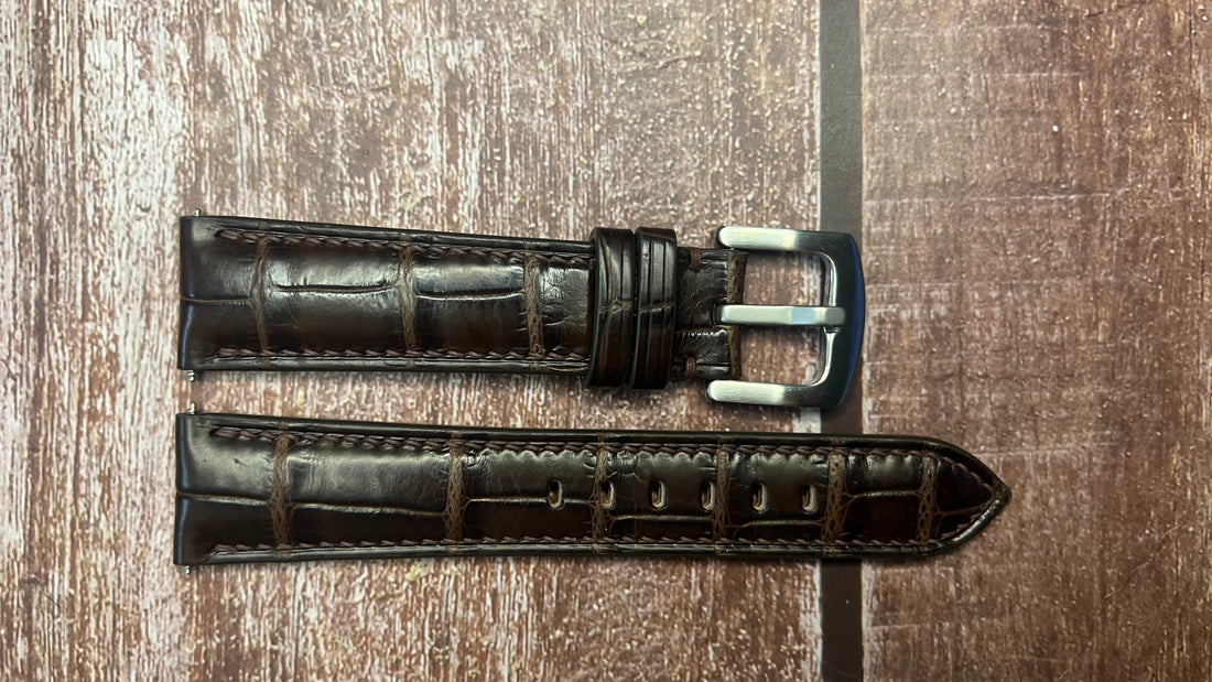 Crocodile Leather Watch Strap - Brown For BENZINGER GAP1
