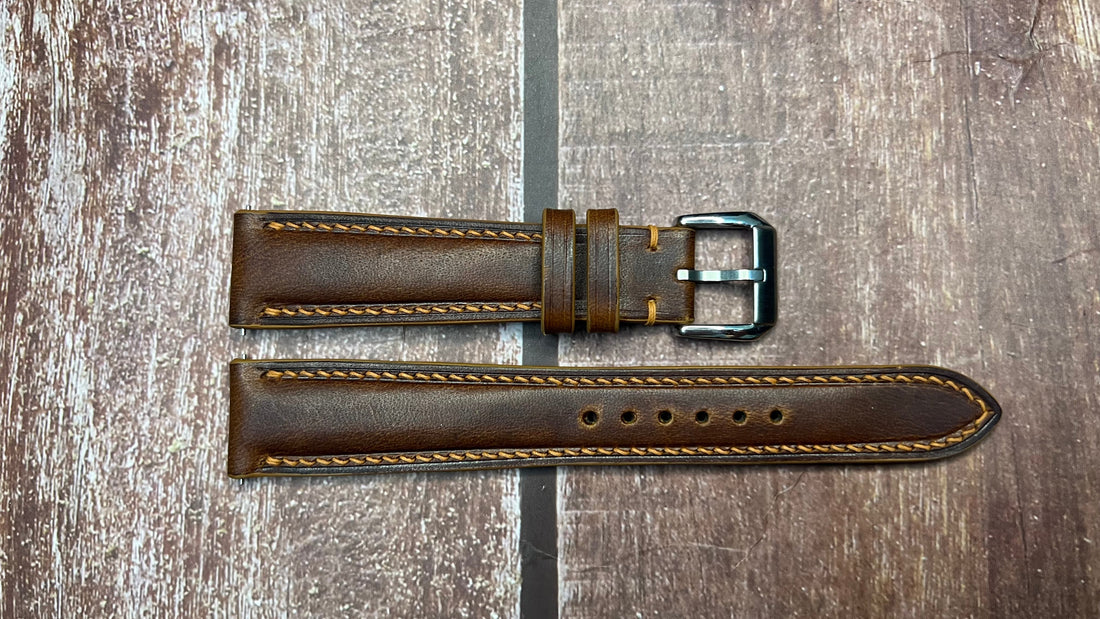 Badalassi Wax Leather Watch Strap - Cognac For Rolex Explorer 36
