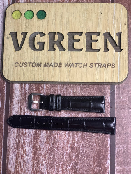 Crocodile Leather Watch Strap - Black For Blancpain 1161