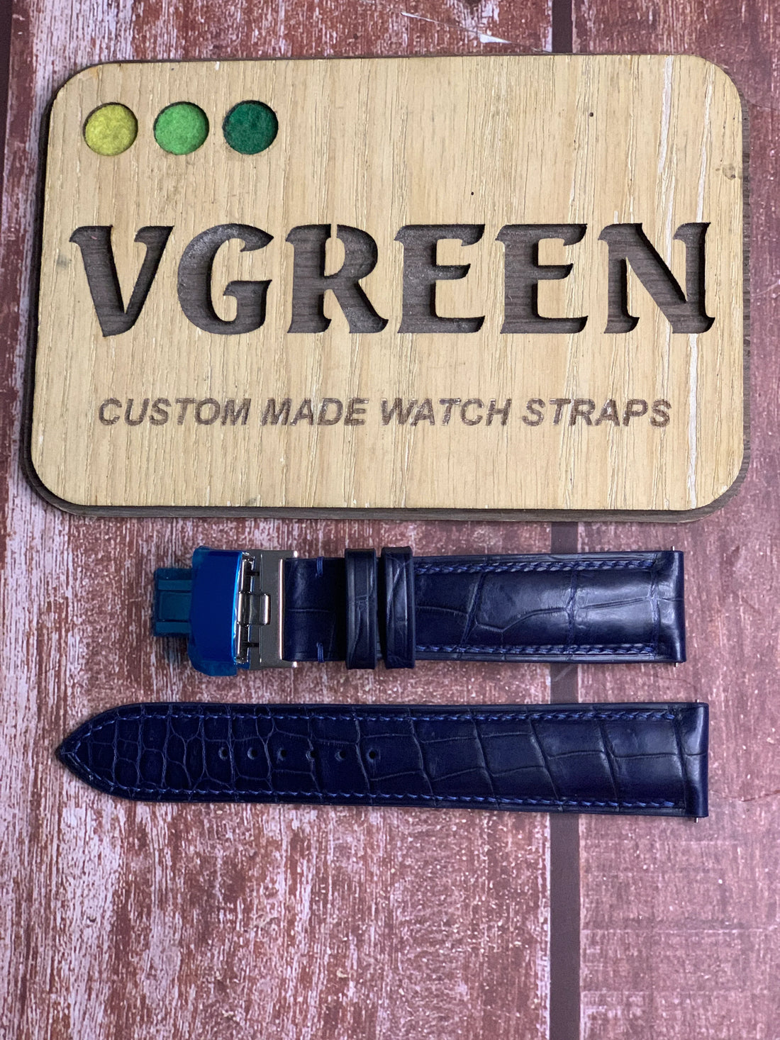 Crocodile Leather Watch Strap - Dark Blue For Iwc 139303