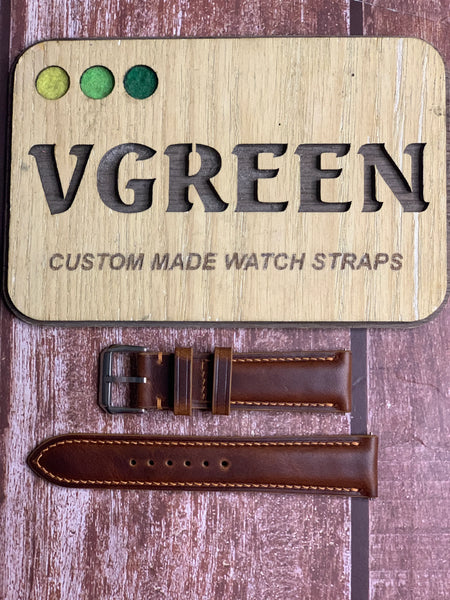 Badalassi Wax Leather Watch Strap - Cognac For Omega white dial speedmaster