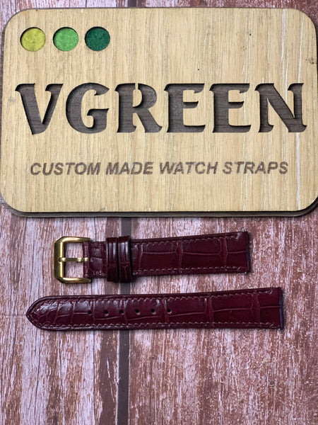 Crocodile Leather Watch Strap - Burgundy For Vintage LeCoultre Master Mariner