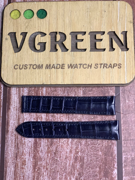 Crocodile Leather Watch Strap - Dark Blue For Omega Seamaster Moonphase Anniversary