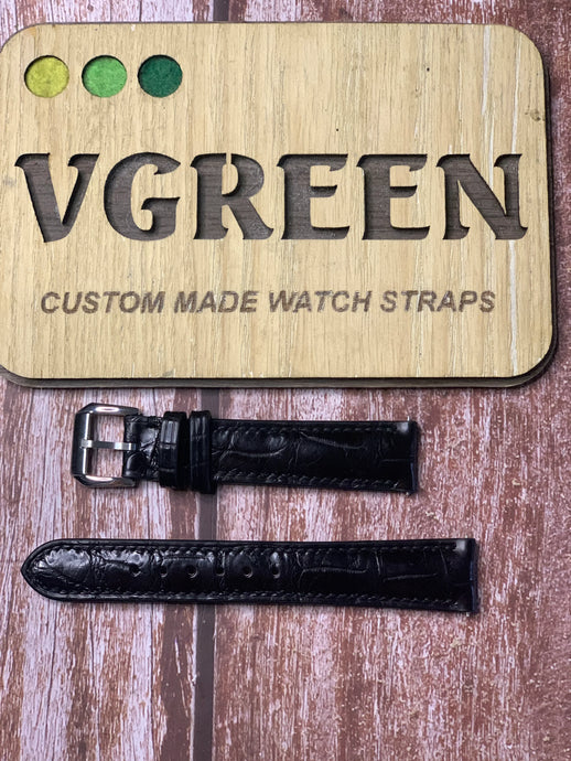 Crocodile Leather Watch Strap - Black For Vacheron Constantin
