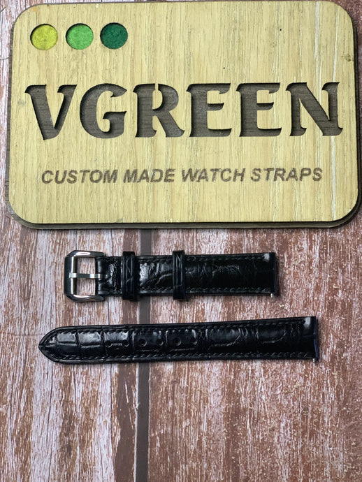 Crocodile Leather Watch Strap - Black For a 1957 Omega Seamaster Automatic