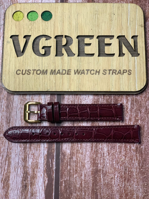 Crocodile Leather Watch Strap - Burgundy For Nesus 35017