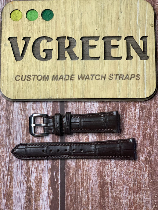 Crocodile Leather Watch Strap - Brown For Timex