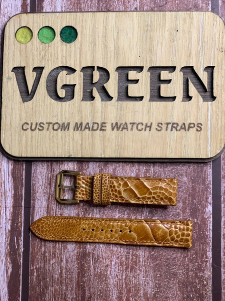 Ostrich Leg Leather Watch Strap - Light Brown  For Tudor mini-sub