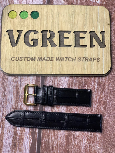 Crocodile Leather Watch Strap - Black