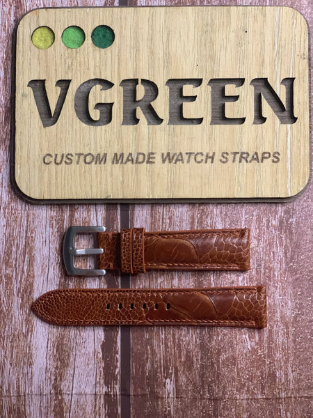 Ostrich Leg Leather Watch Strap - Rooibos Tea