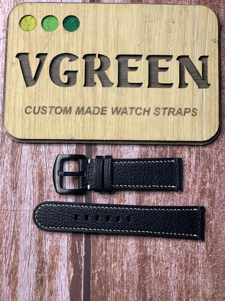 Alran Goat Leather Watch Strap - Black For Tudor Black Bay Ceramic