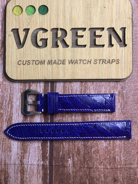 Ostrich Leg Leather Watch Strap - Blue For a Tag Huer Formula 1