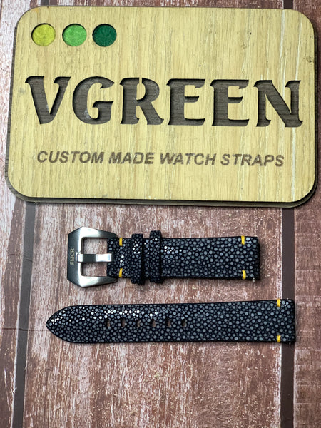 Stingray Leather Watch Strap - Black For Grand Seiko Elegance SBGE271