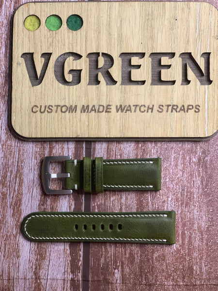 Badalassi Wax Leather Watch Strap - Olive Green
