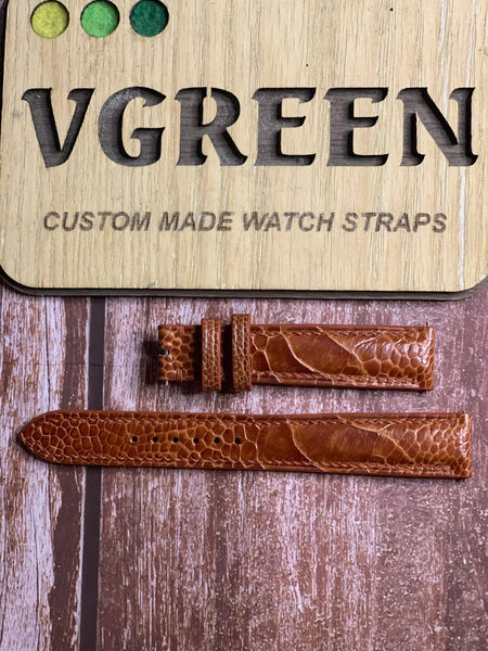 Ostrich Leg Leather Watch Strap - Rooibos Tea For 1972 Omega Geneve