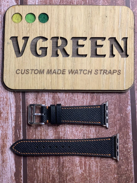 Apple Watch Strap - Epsom Leather - Black For Apple Watch Series 10 (42mm)