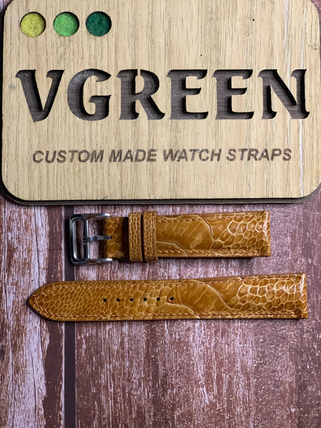 Ostrich Leg Leather Watch Strap - Light Brown For a Hamilton Jazzmaster meastro auto H42515135