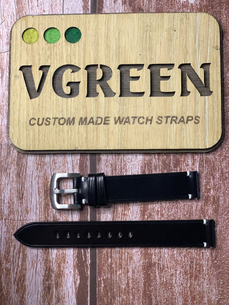 Shell Cordovan Leather Watch Strap - Black  For Ball Engineer II Ohio